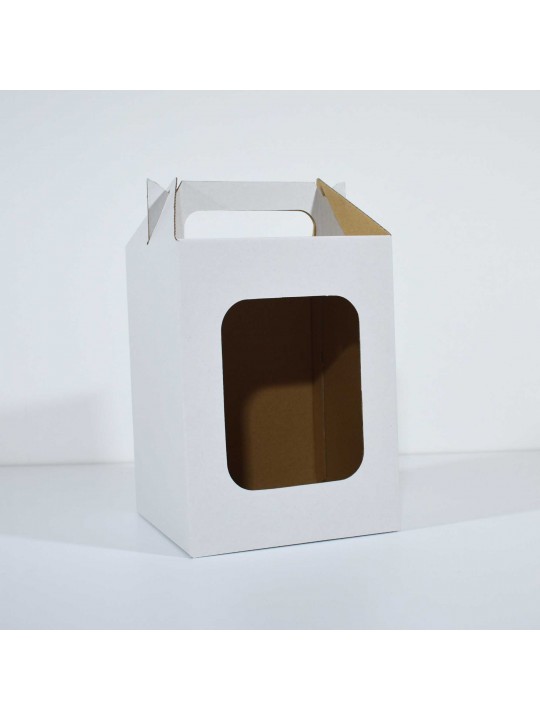 150x150x200 mm Bela kartonska kutija sa ručkom 